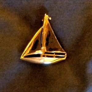 Vintage gold sailboat brooch GUC REDUCED SHIPPING